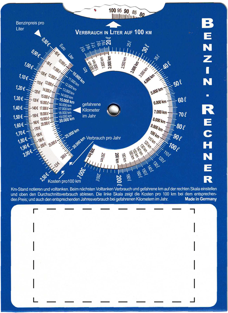 Parkscheibe NUMBER mit Benzinrechner - Art. 54118