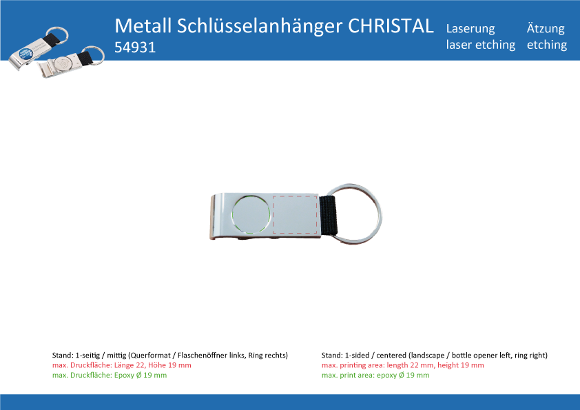 Schlüsselanhänger CHRISTAL - Art. 54931