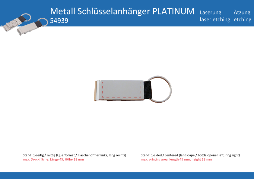 Schlüsselanhänger PLATINUM - Art. 54939