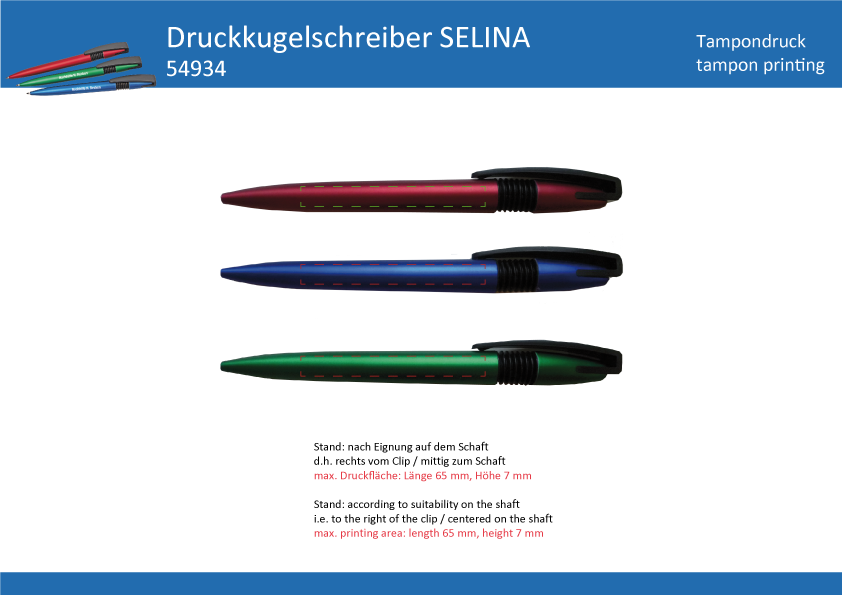 Druckkugelschreiber SELINA - Art. 54934