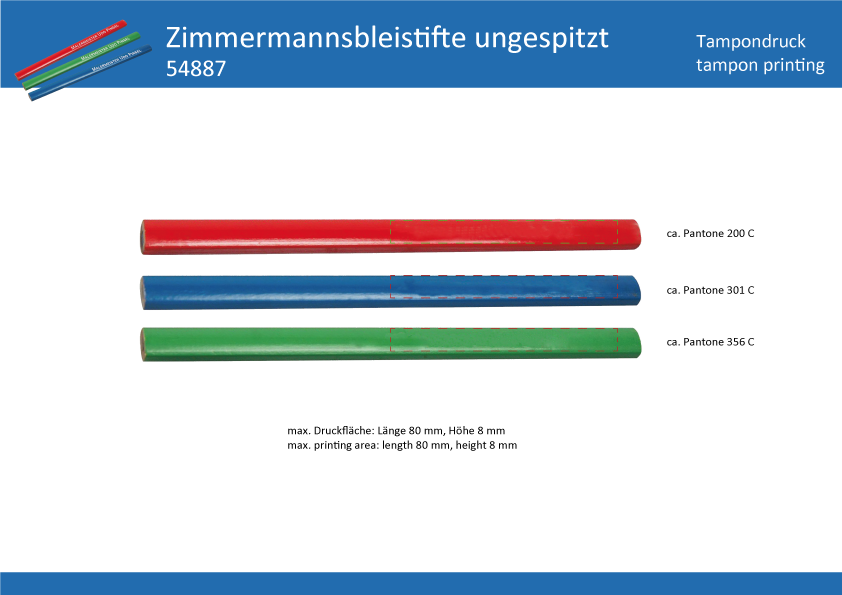 Zimmermannsbleistift PALERMO ungespitzt - Art. 54887